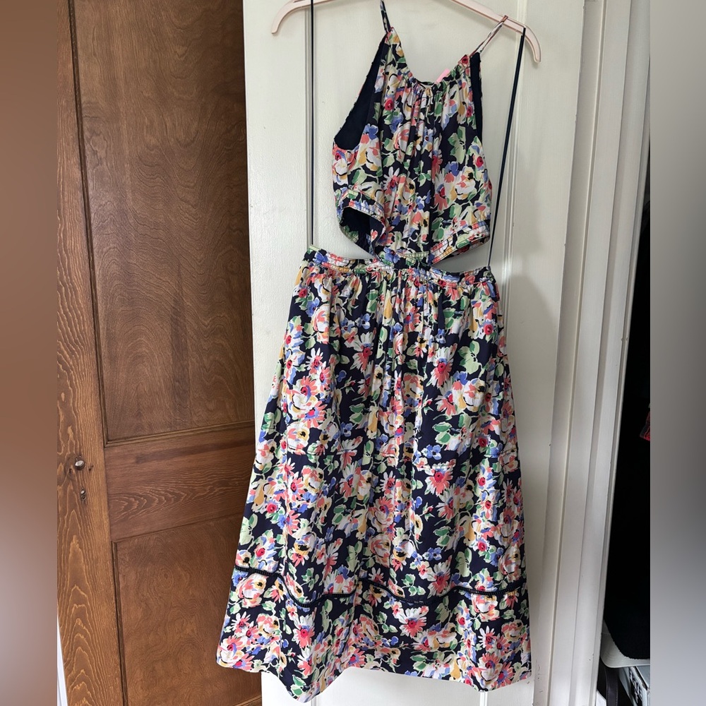 Something Navy Floral cutout Dress